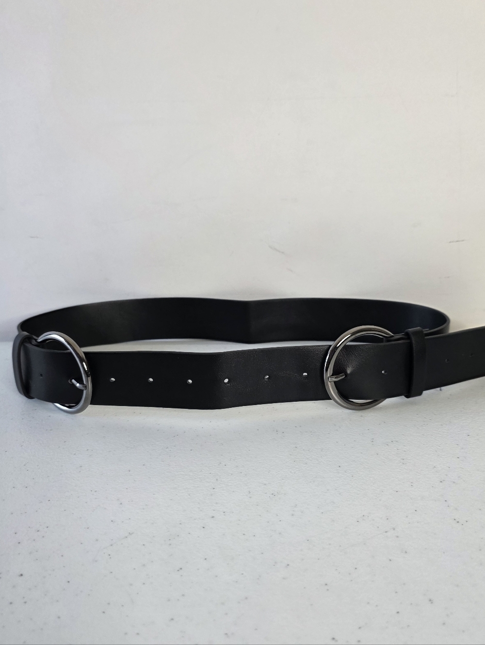 Double‎ Buckle Black Belt Women's Size S Black Vegan Leather Punk Edgy